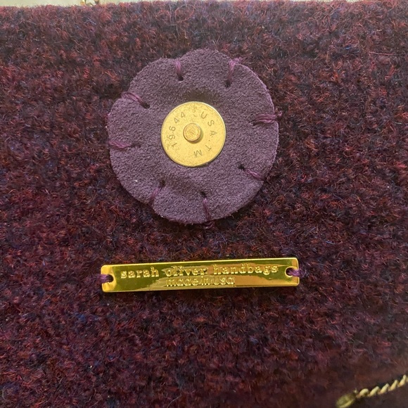 Sarah Oliver burgandy wool handbag - Picture 3 of 3